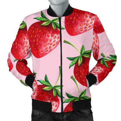 Strawberry Pattern Print Design SB03 Men Bomber Jacket