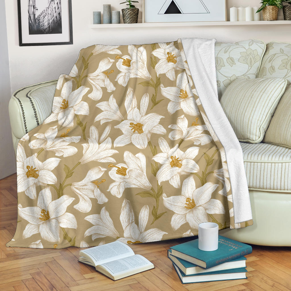 Lily Pattern Print Design LY07 Fleece Blanket