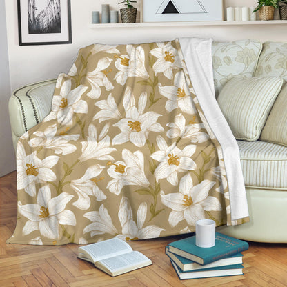 Lily Pattern Print Design LY07 Fleece Blanket