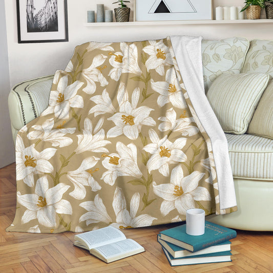Lily Pattern Print Design LY07 Fleece Blanket