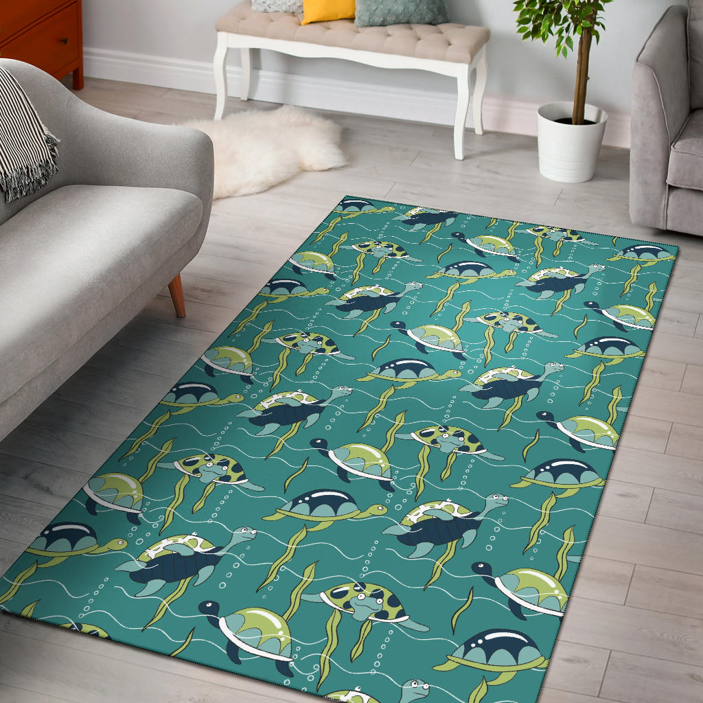 Sea Turtle Pattern Print Design T08 Area Rugs