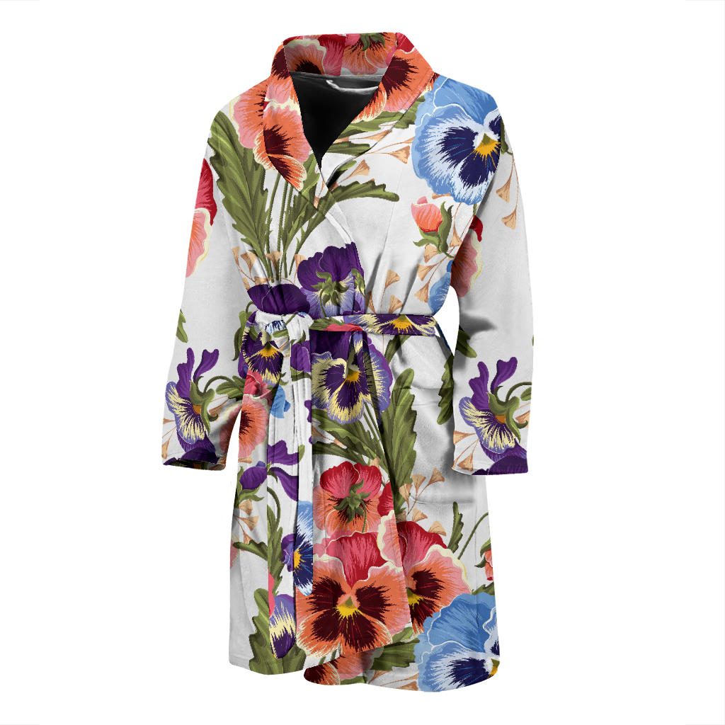Pansy Pattern Print Design PS06 Men Bathrobe
