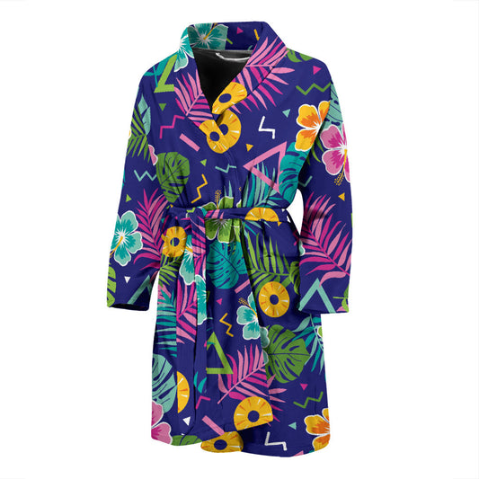 Hawaiian Themed Pattern Print Design H014 Men Bathrobe