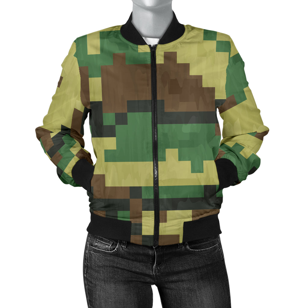 ACU Army Digital Pattern Print Design 02 Women's Bomber Jacket