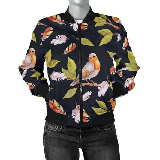 Birds Pattern Print Design 02 Women's Bomber Jacket