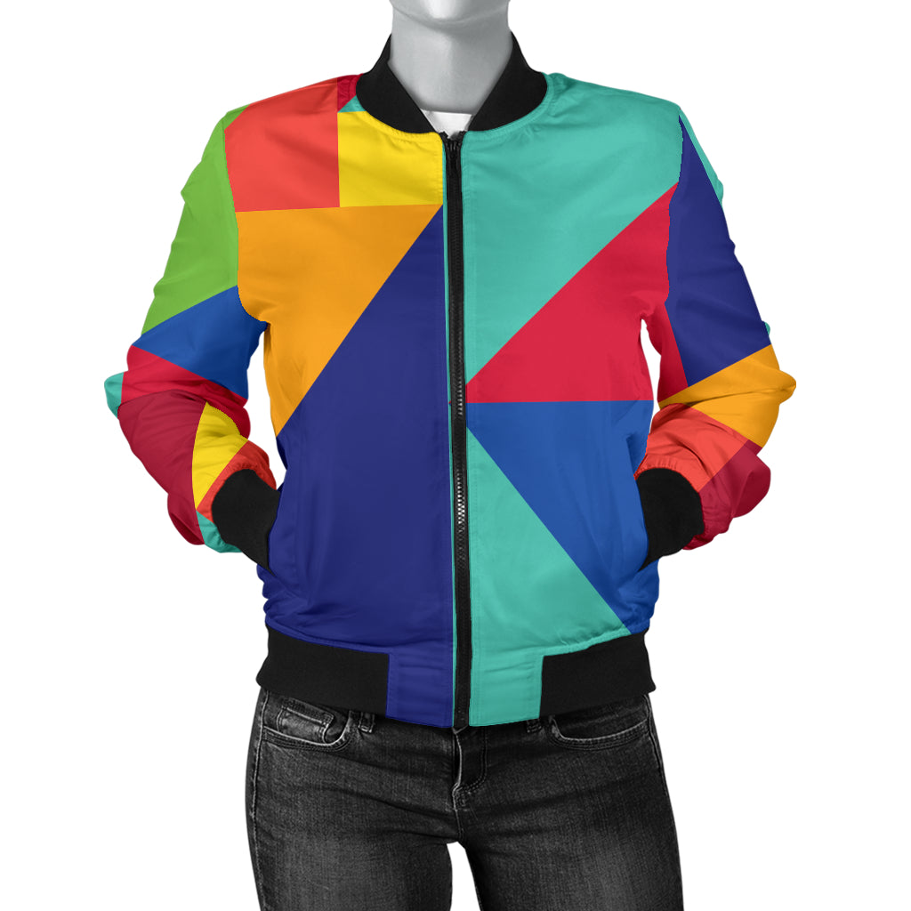 Mosaic Pattern Print Design 01 Women's Bomber Jacket