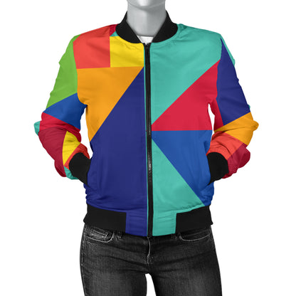 Mosaic Pattern Print Design 01 Women's Bomber Jacket