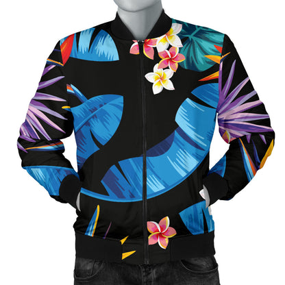 Tropical Flower Pattern Print Design TF018 Men Bomber Jacket