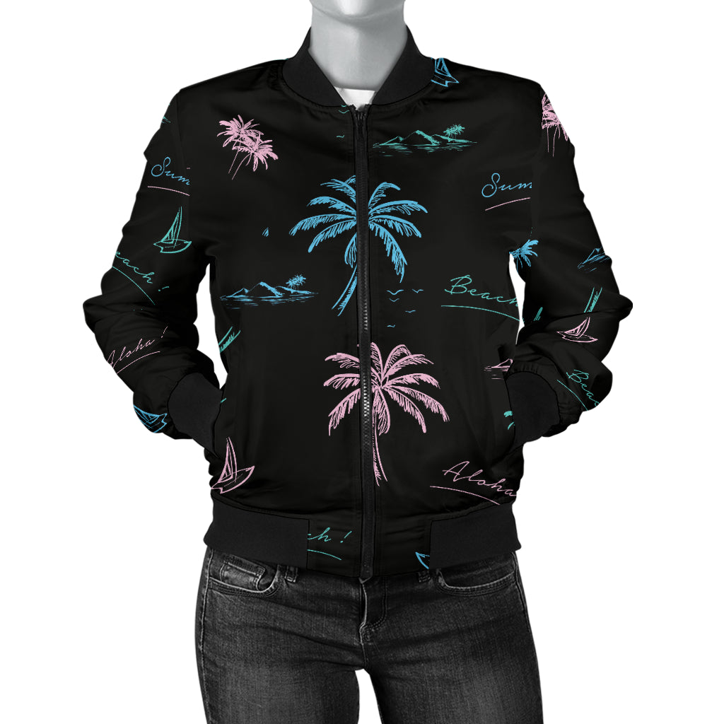 Aloha Hawaii Pattern Print Design 03 Women's Bomber Jacket
