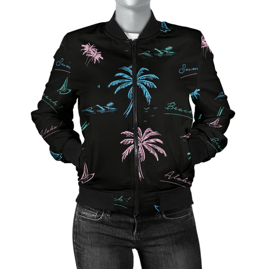 Aloha Hawaii Pattern Print Design 03 Women's Bomber Jacket