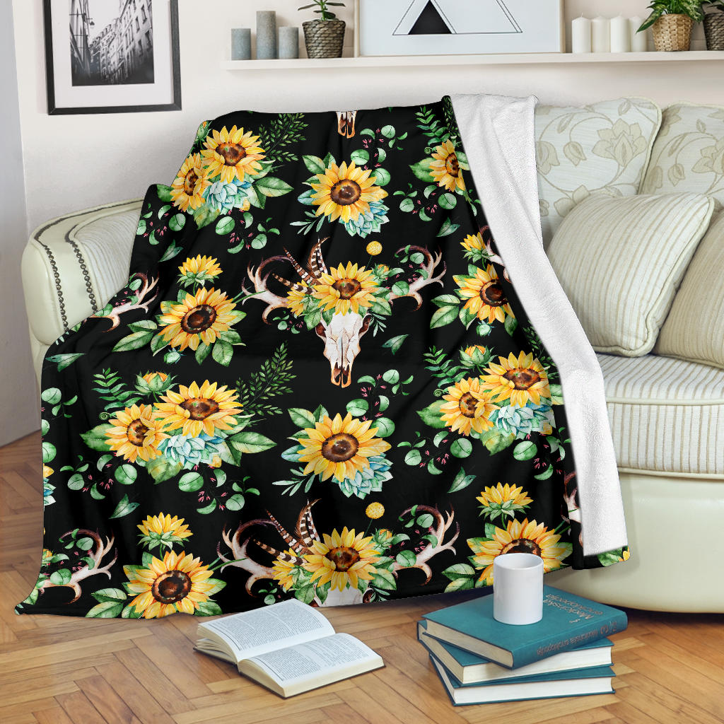 Sunflower Pattern Print Design SF08 Fleece Blanket