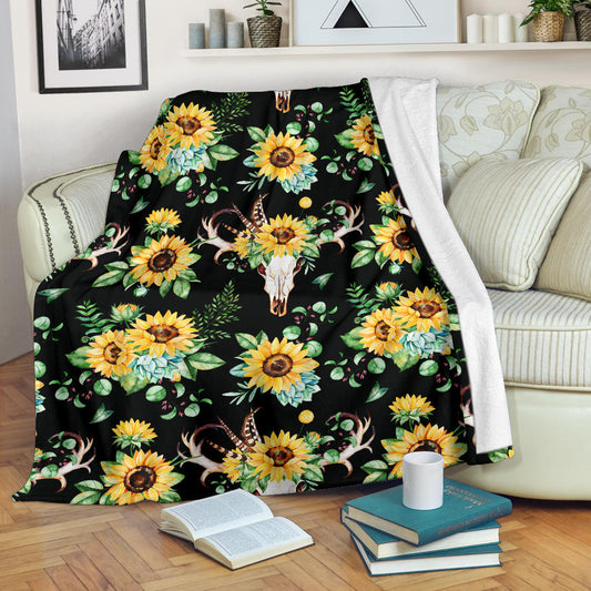 Sunflower Pattern Print Design SF08 Fleece Blanket