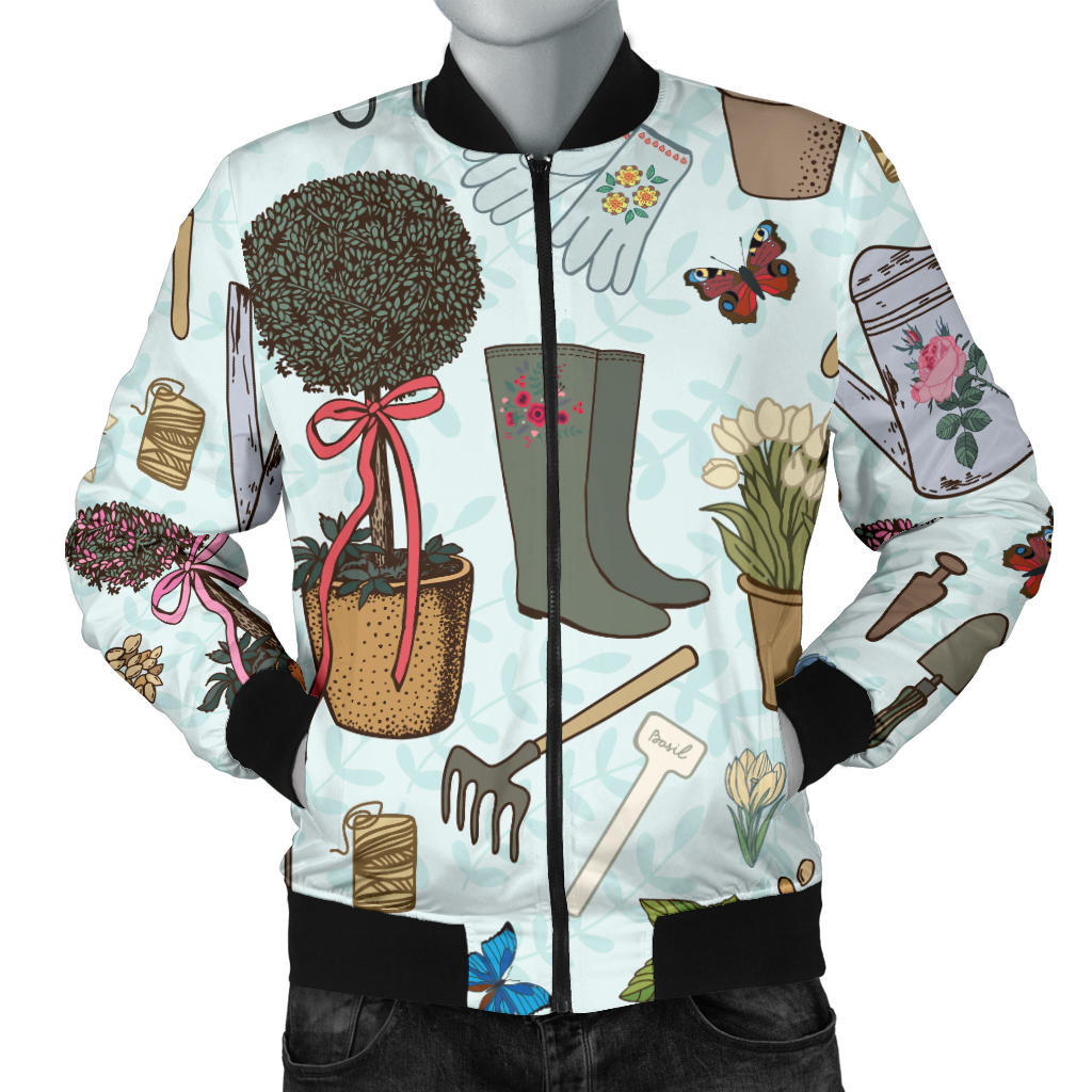 Gardening Pattern Print Design G01 Men Bomber Jacket