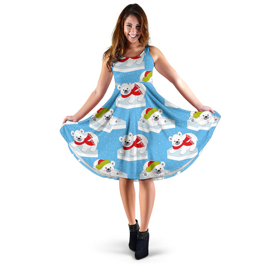 Polar Bear Pattern Print Design PB06 Midi Dress