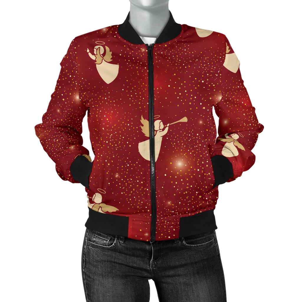 Angel Pattern Print Design 07 Women's Bomber Jacket