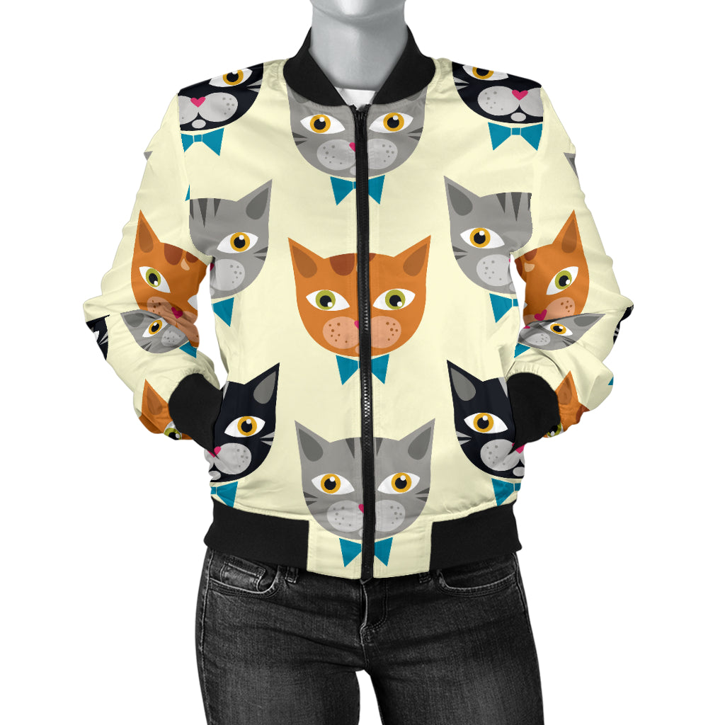 Cat Pattern Print Design 05 Women's Bomber Jacket