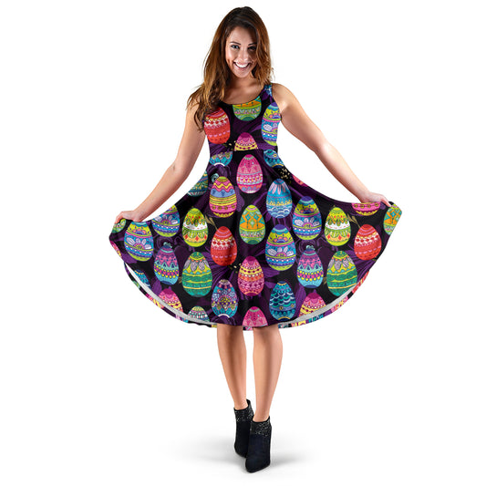 Easter Eggs Pattern Print Design RB08 Midi Dress