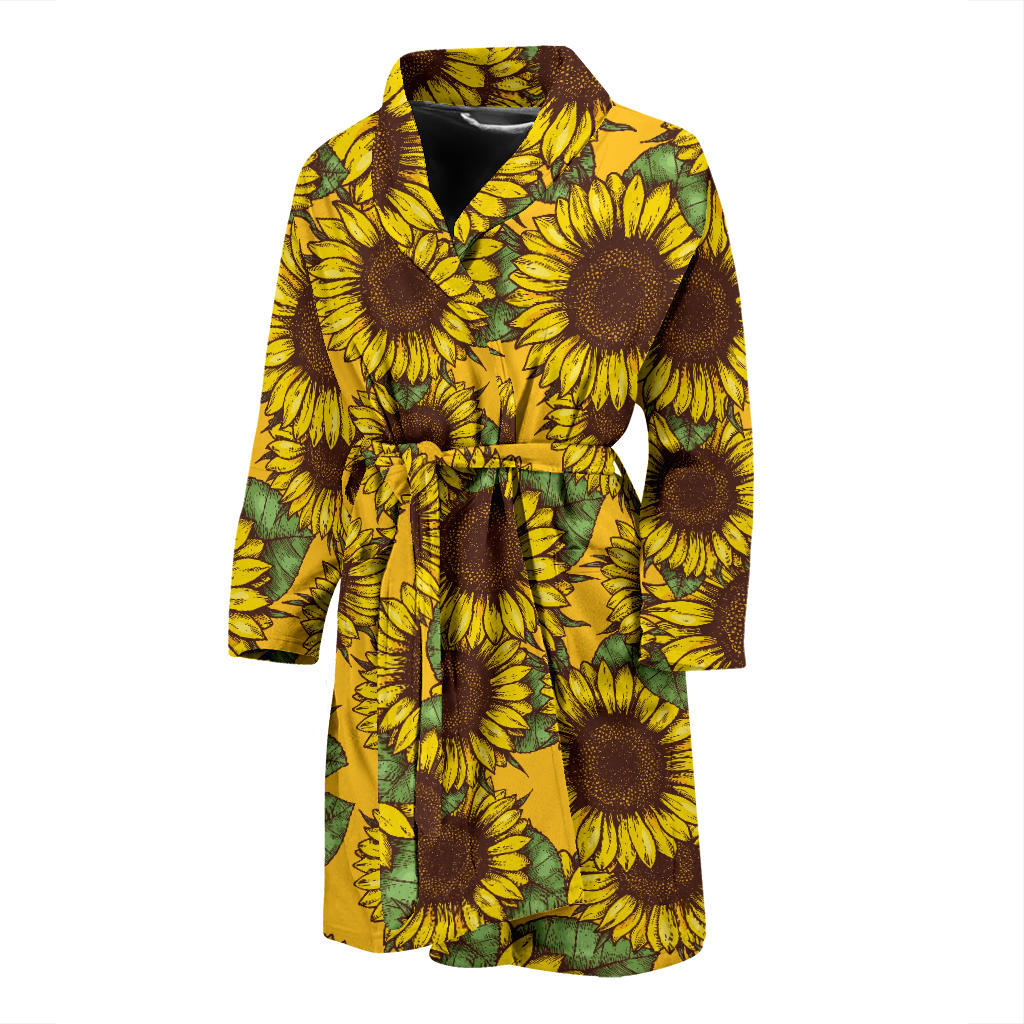 Sunflower Pattern Print Design SF04 Men Bathrobe