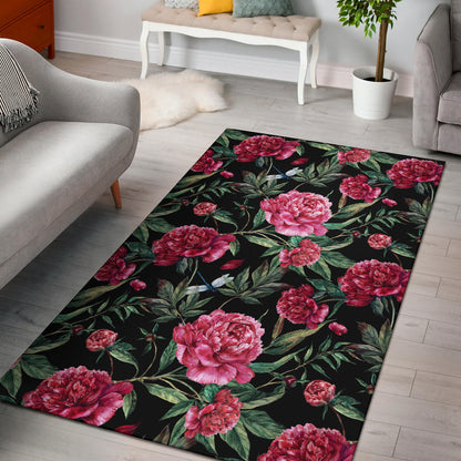 Peony Pattern Print Design PE04 Area Rugs