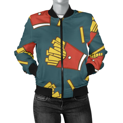 French Fried Pattern Print Design 04 Women's Bomber Jacket