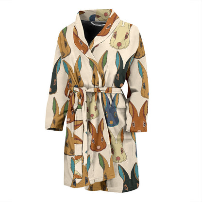 Rabbit Pattern Print Design RB04 Men Bathrobe