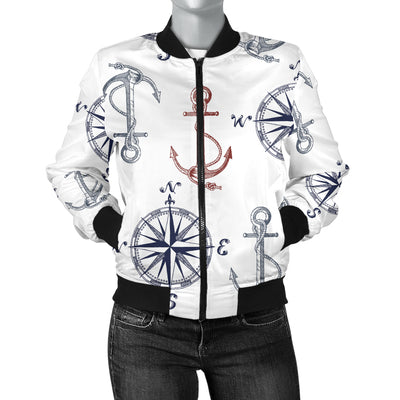 Anchor Pattern Print Design 06 Women's Bomber Jacket