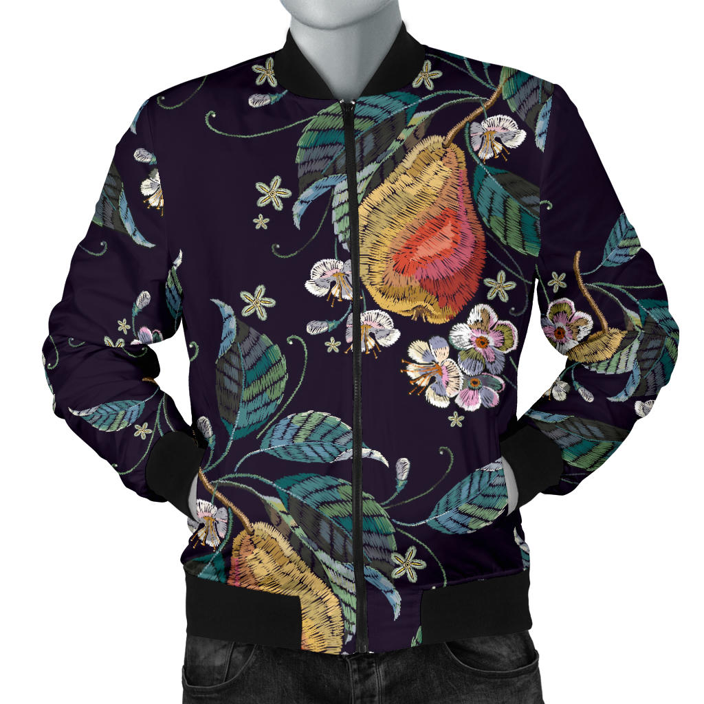 Pear Pattern Print Design PE02 Men Bomber Jacket