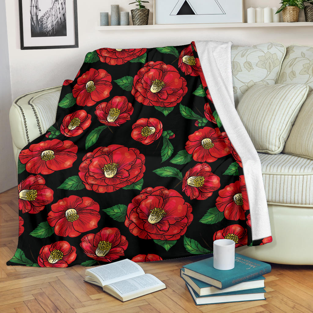 Camellia Pattern Print Design CM07 Fleece Blanket
