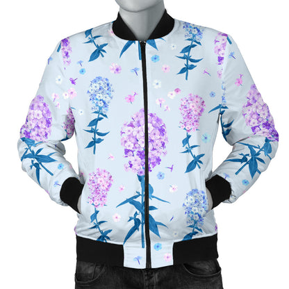 Lilac Pattern Print Design LI05 Men Bomber Jacket
