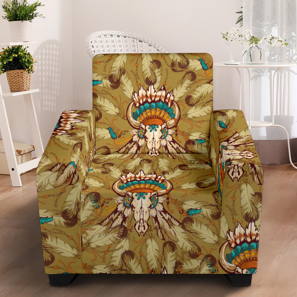 Native Indian Buffalo head Armchair Slipcover