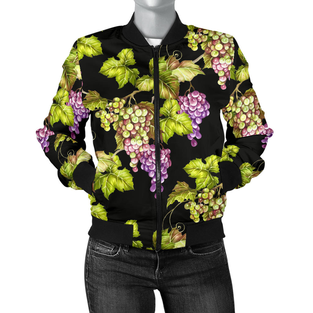 Grape Pattern Print Design GP04 Women Bomber Jacket