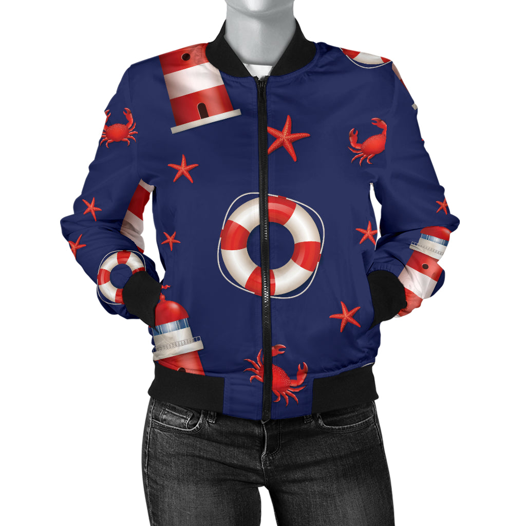 Nautical Pattern Print Design A03 Women's Bomber Jacket