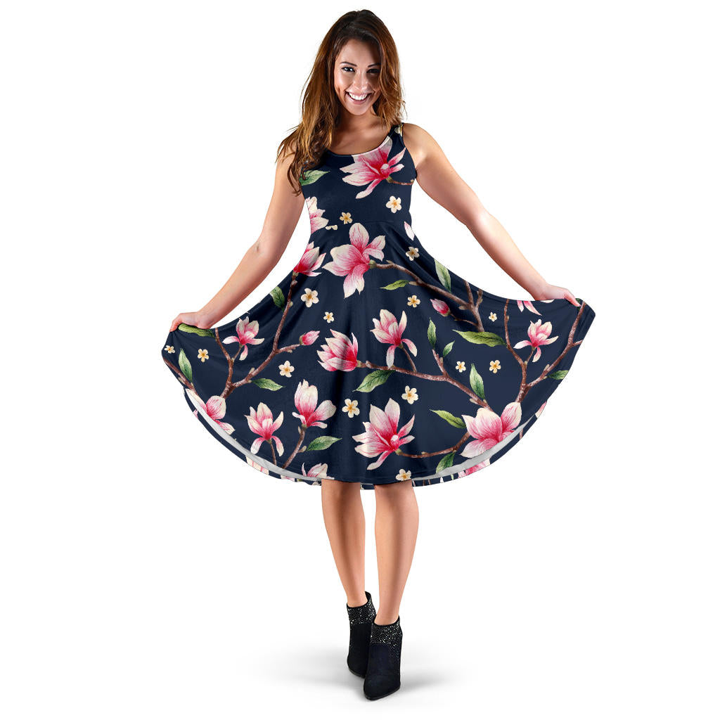Magnolia Pattern Print Design MAG09 Midi Dress