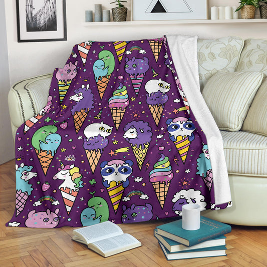 Ice Cream Pattern Print Design IC07 Fleece Blanket