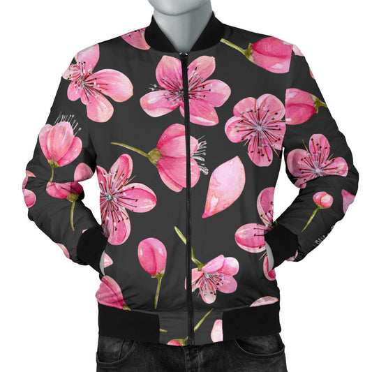 Apple blossom Pattern Print Design AB03 Men Bomber Jacket