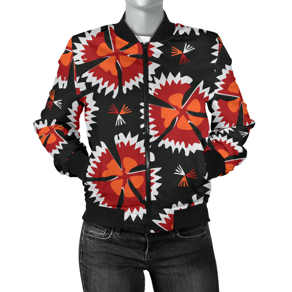Carnations Pattern Print Design CN03 Women Bomber Jacket