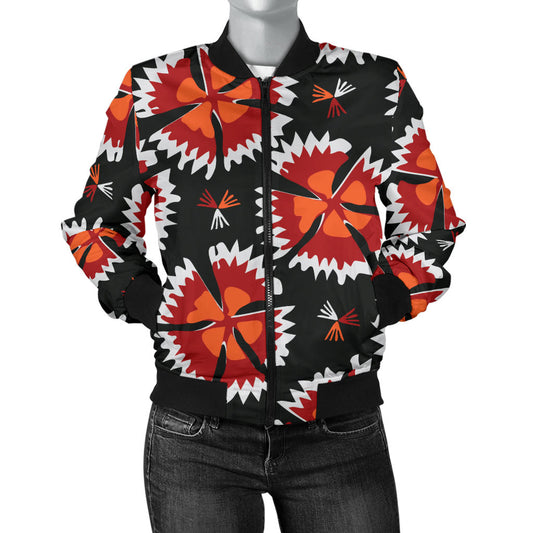 Carnations Pattern Print Design CN03 Women Bomber Jacket