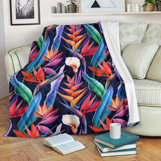 Tropical Flower Pattern Print Design TF023 Fleece Blanket