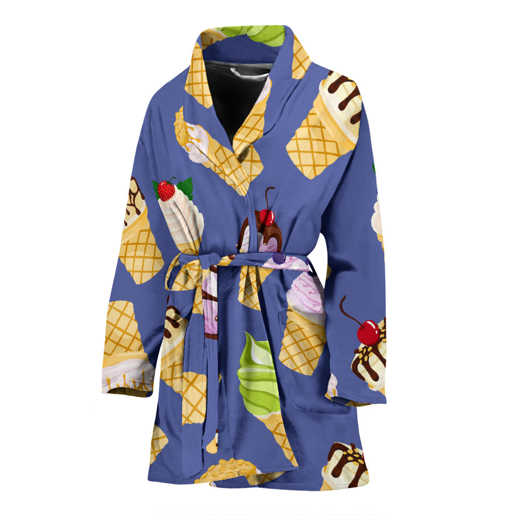 Ice Cream Pattern Print Design IC03 Women Bathrobe