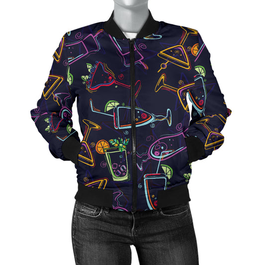 Cocktail Pattern Print Design 04 Women's Bomber Jacket