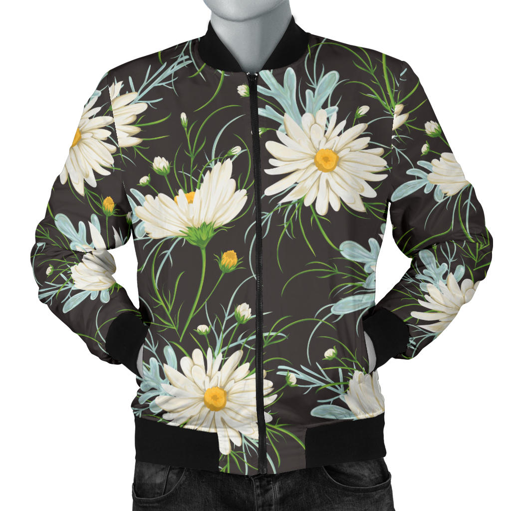 Daisy Pattern Print Design DS08 Men Bomber Jacket