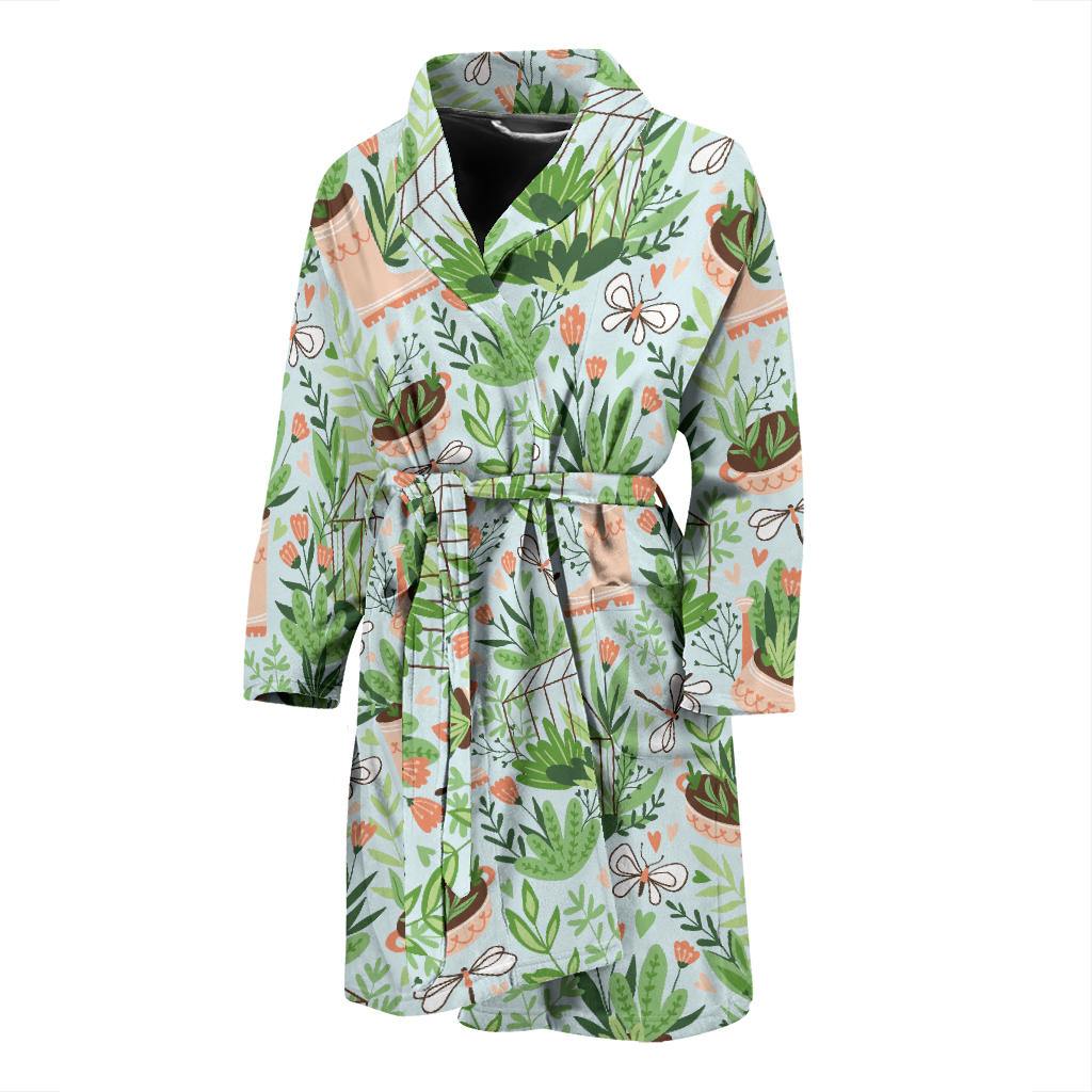 Gardening Pattern Print Design G04 Men Bathrobe