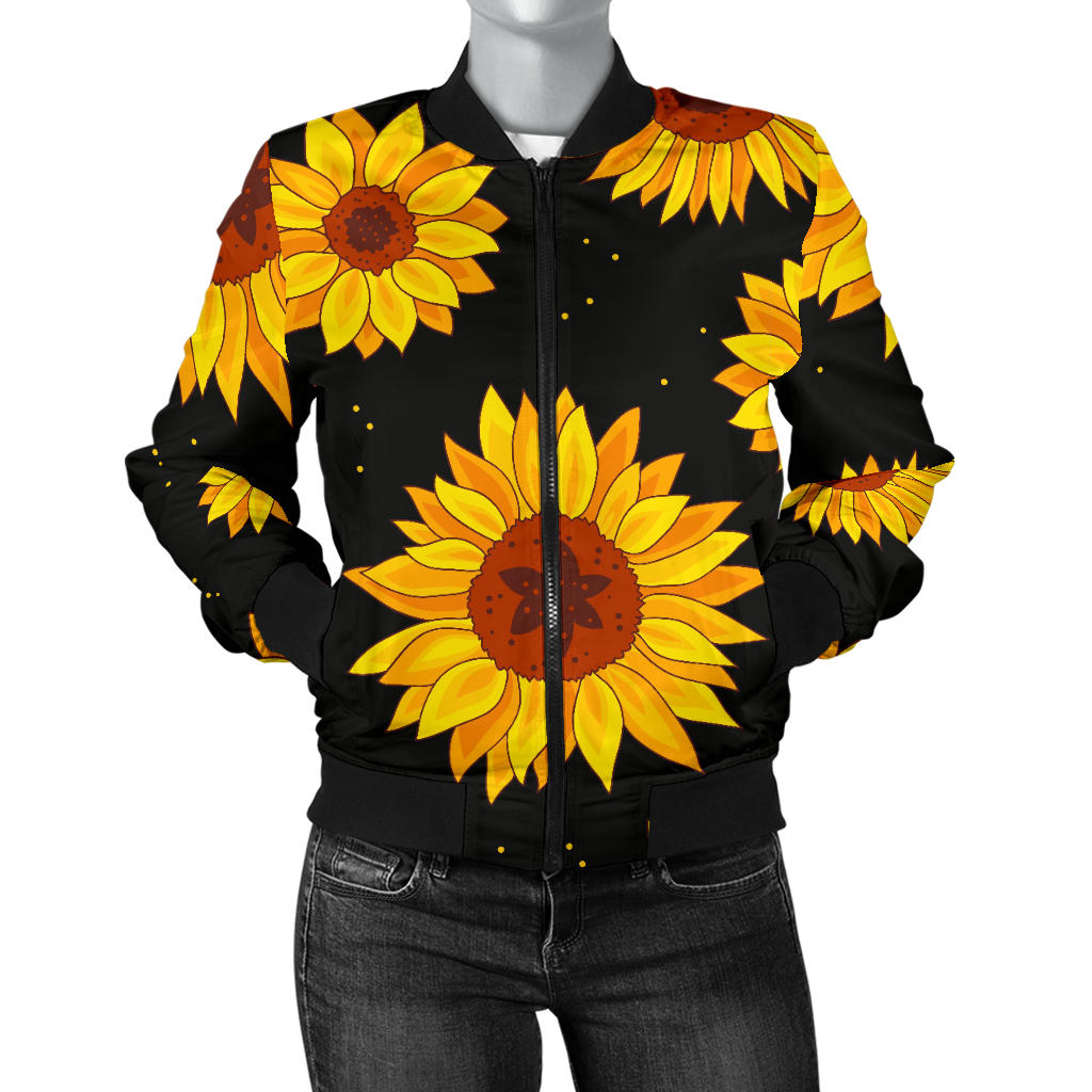 Sunflower Pattern Print Design SF09 Women Bomber Jacket