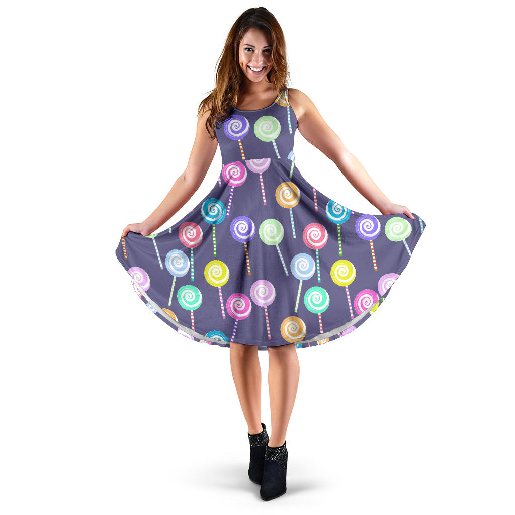 Lollipop Pattern Print Design LL03 Midi Dress