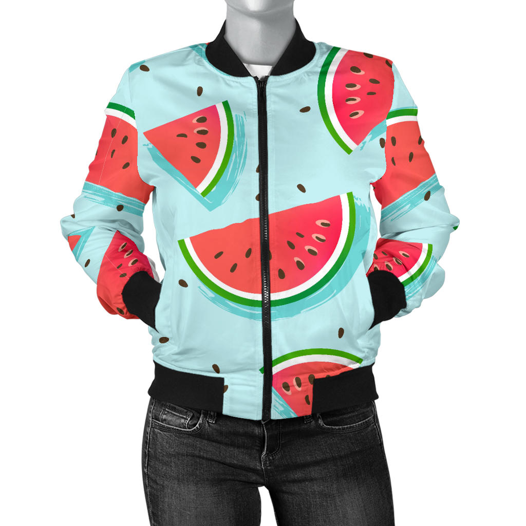Watermelon Pattern Print Design WM03 Women Bomber Jacket