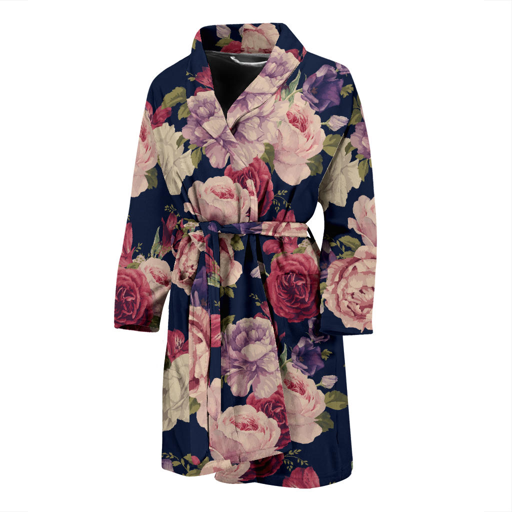 Peony Pattern Print Design PE03 Men Bathrobe