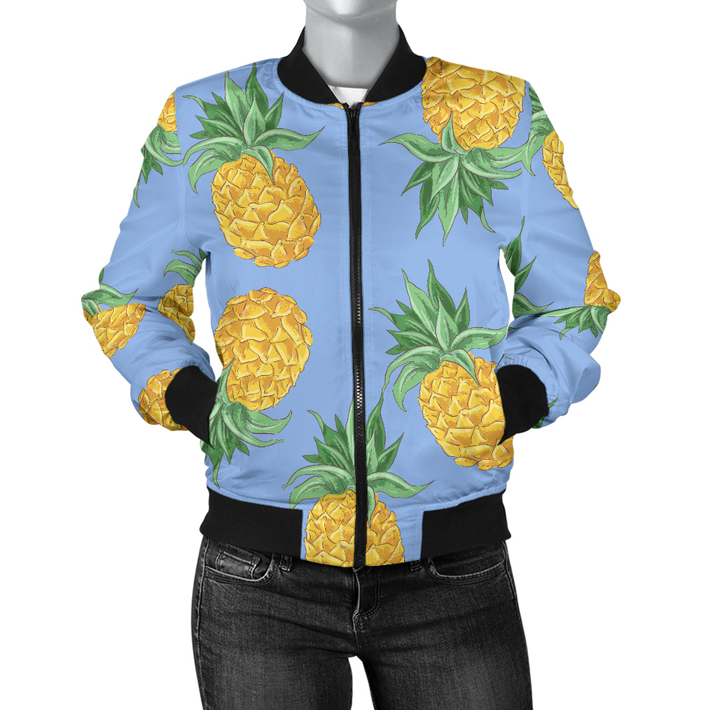 Pineapple Pattern Print Design A04 Women's Bomber Jacket