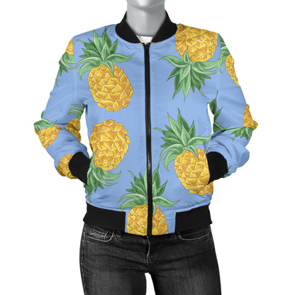 Pineapple Pattern Print Design A04 Women's Bomber Jacket