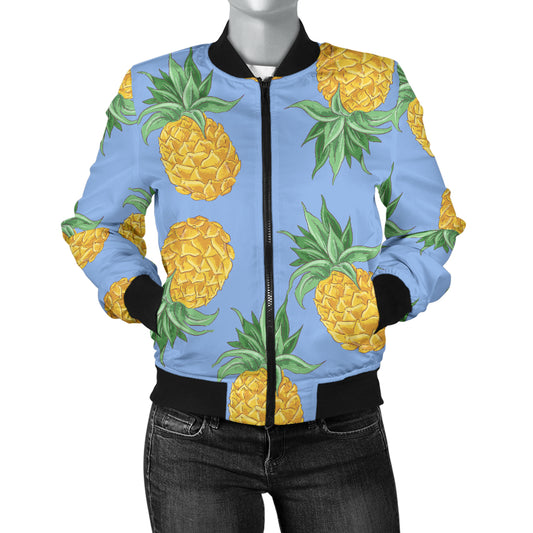 Pineapple Pattern Print Design A04 Women's Bomber Jacket