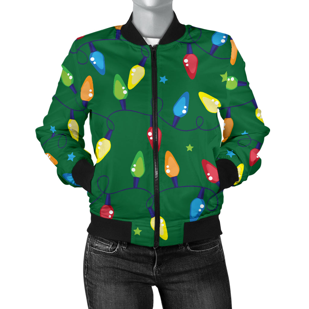 Christmas Light Pattern Print Design 02 Women's Bomber Jacket